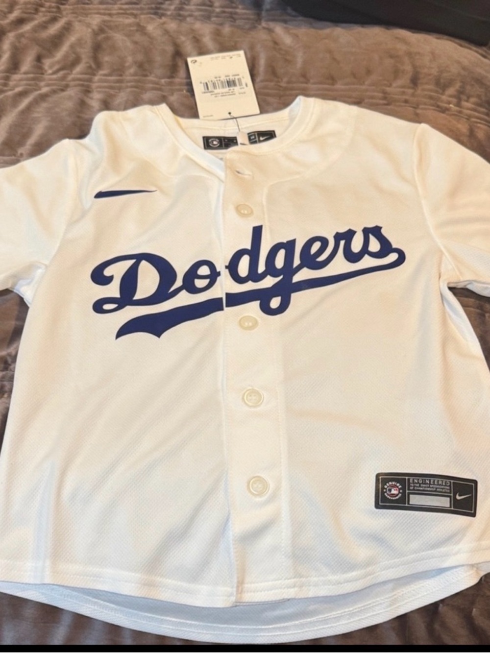 Nike Boys/Girls White and Blue Dodgers Jersey Size Small (8)